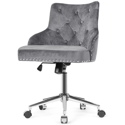 Tufted Upholstered Swivel Computer Desk Chair with Nailed Tri-Gray - Relaxacare