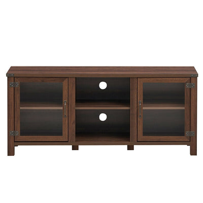 TV Stand Entertainment Center for TV's with Storage Cabinets-Walnut - Relaxacare
