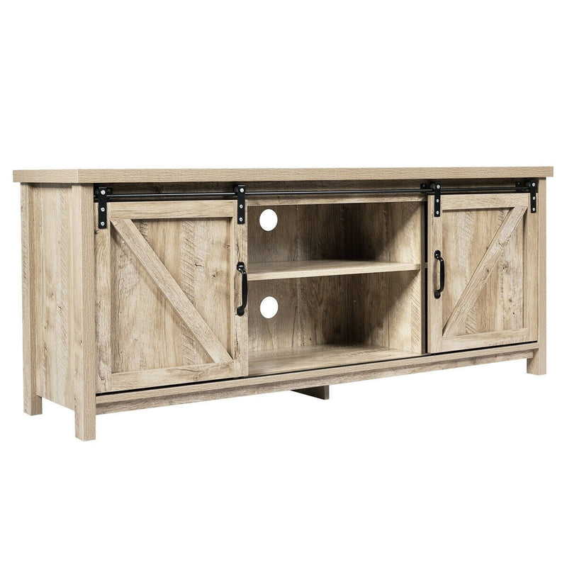 TV Stand Media Center Console Cabinet with Sliding Barn Door - Gray - Relaxacare