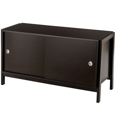 TV Stand Modern Entertainment Cabinet with Sliding Doors-Dark Brown - Relaxacare