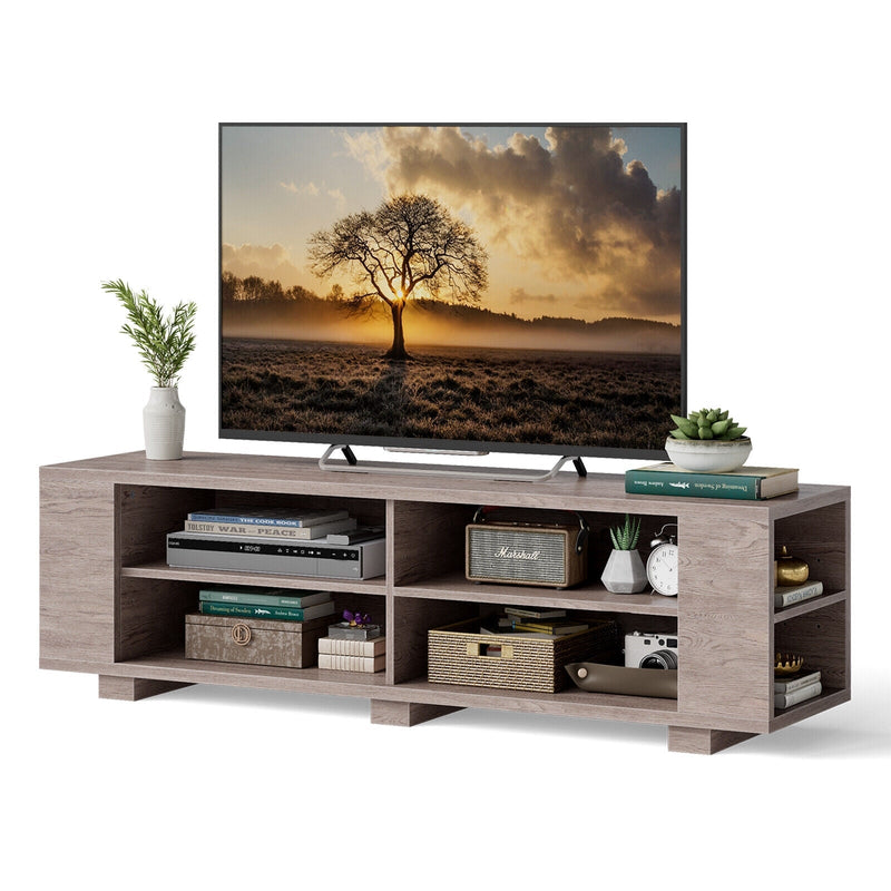 TV Stand Modern Wood Storage Console Entertainment Center-Gray - Relaxacare
