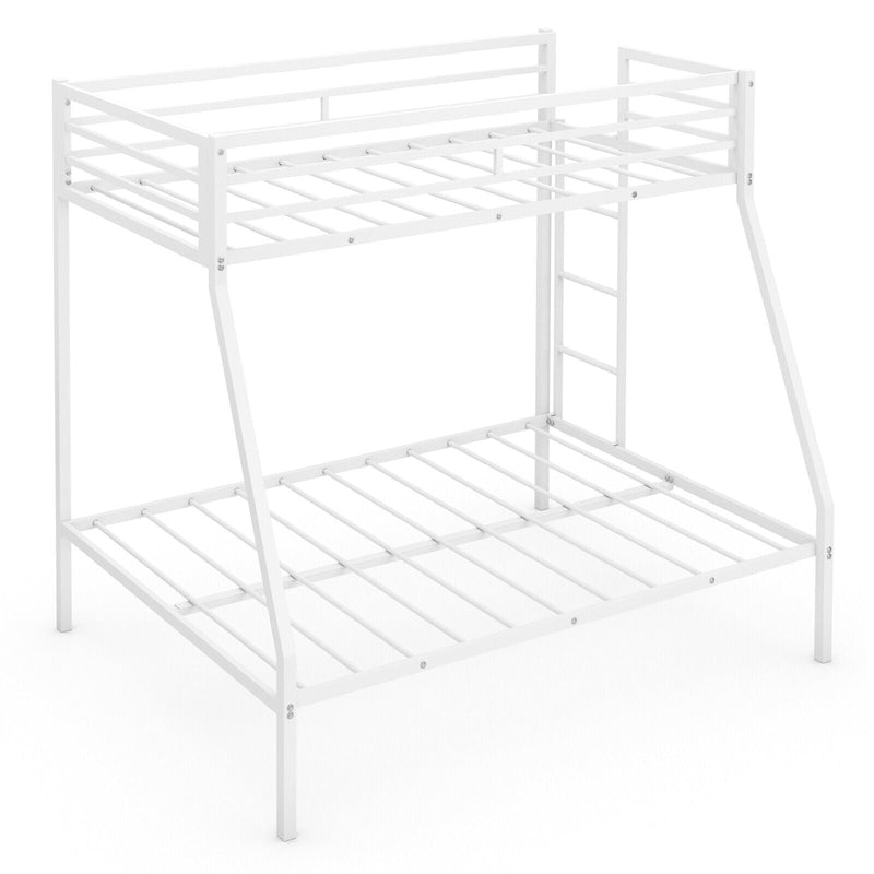 Twin-Over-Full Bunk Bed with Safety Rail and Ladder for Kids-White - Relaxacare