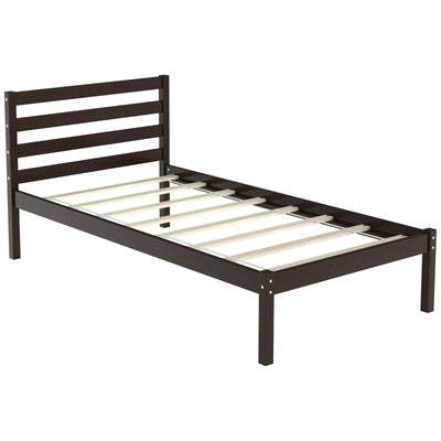 Twin Size Wood Platform Bed Frame with Headboard - Relaxacare