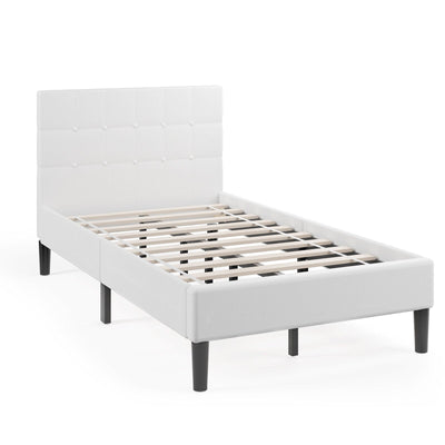 Twin Upholstered Bed Frame with Button Tufted Headboard - Relaxacare