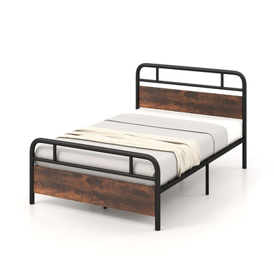 Twin/Full/Queen Size Bed Frame with Industrial Headboard - Relaxacare