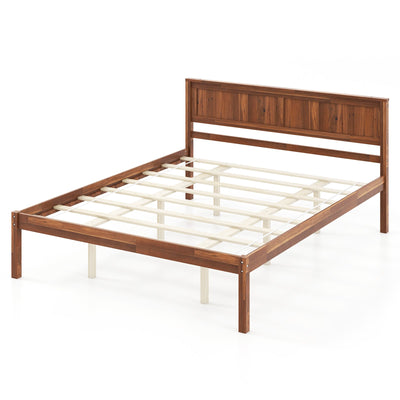 Twin/Full/Queen Size Bed Frame with Wooden Headboard and Slat Support-Queen Size - Relaxacare