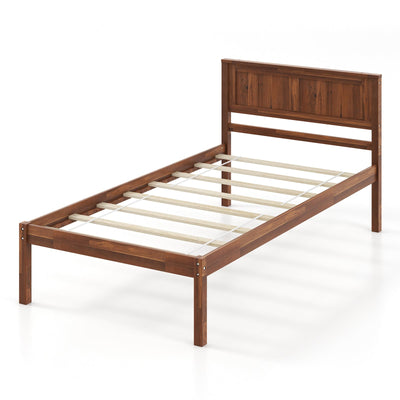 Twin/Full/Queen Size Bed Frame with Wooden Headboard and Slat Support-Twin Size - Relaxacare