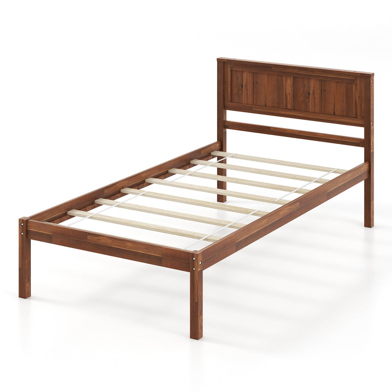 Twin/Full/Queen Size Bed Frame with Wooden Headboard and Slat Support-Twin Size - Relaxacare