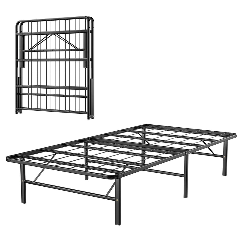 Twin/Full/Queen Size Foldable Metal Platform Bed with Tool-Free Assembly-Twin size - Relaxacare