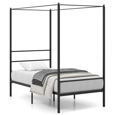 Twin/Full/Queen Size Metal Canopy Bed Frame with Slat Support-Twin Size - Relaxacare