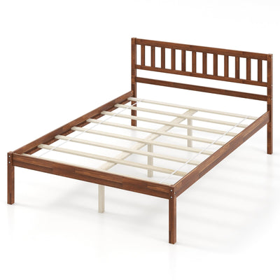 Twin/Full/Queen Size Wood Bed Frame with Headboard and Slat Support-Full Size - Relaxacare
