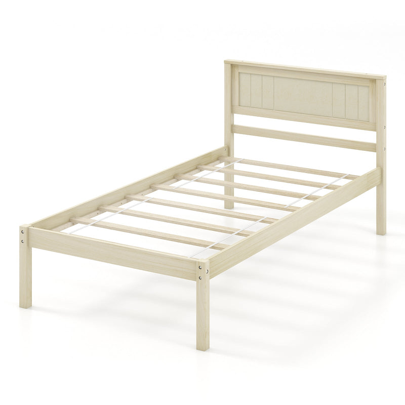 Twin/Full/Queen Size Wooden Bed Frame with Headboard and Slat Support-Twin Size - Relaxacare