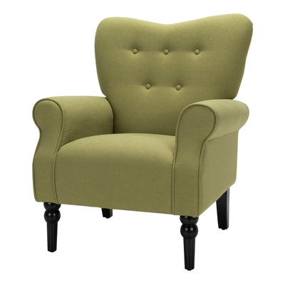 Upholstered Fabric Accent Chair with Tufted Backrest and Rubber Wood Legs - Relaxacare
