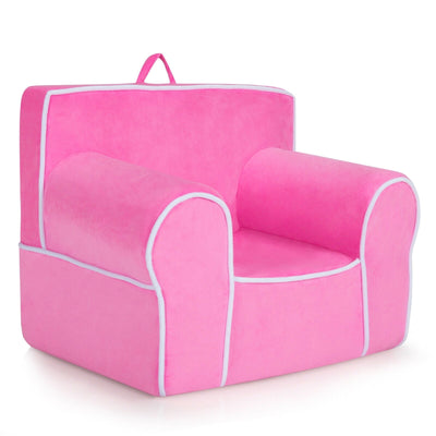 Upholstered Kids Sofa with Velvet Fabric and High Quality Sponge-Pink - Relaxacare