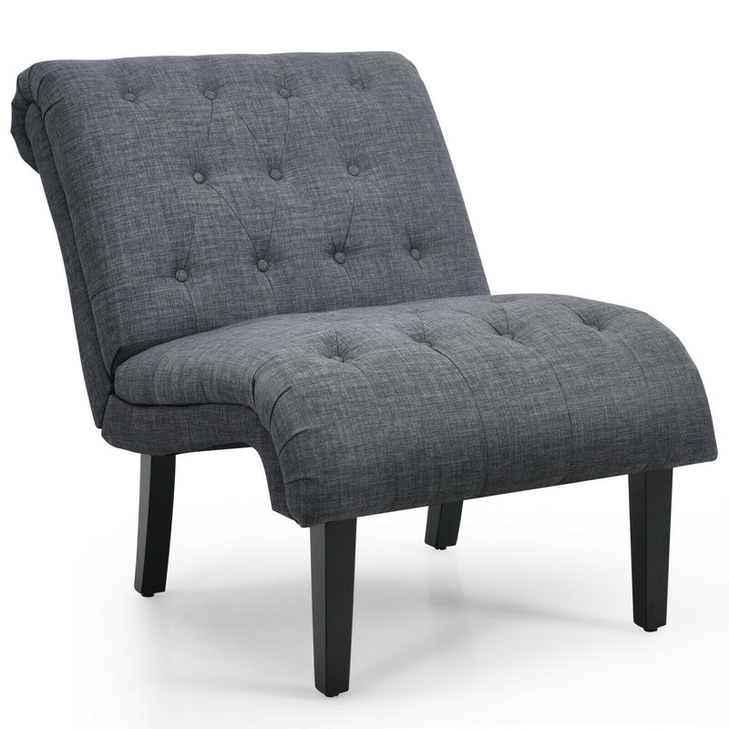 Upholstered Tufted Lounge Chair with Wood Leg-Dark - Gray - Relaxacare