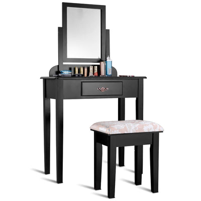 Vanity Dressing Table Stool Set with Large Makeup Mirror - Relaxacare