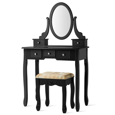 Vanity Make Up Table Set Dressing Table Set with 5 Drawers - Relaxacare