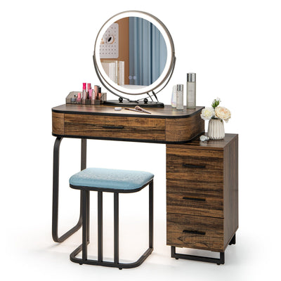 Vanity Table Set with 3-Color Lighted Mirror and Charging Station - Relaxacare
