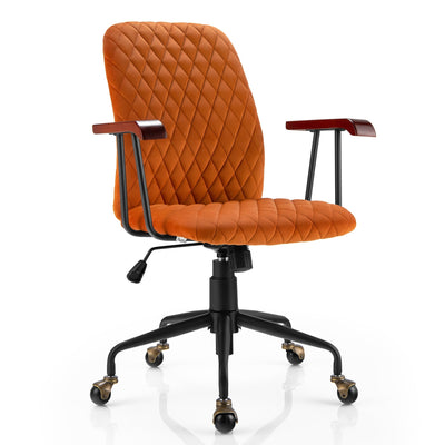 Velvet Home Office Chair with Wooden Armrest - Relaxacare