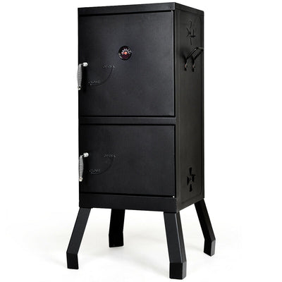Vertical 2-tier Outdoor Barbeque Grill with Temperature Gauge - Relaxacare