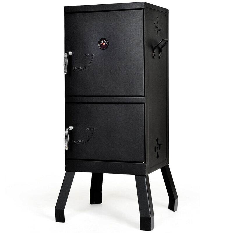 Vertical 2-tier Outdoor Barbeque Grill with Temperature Gauge - Relaxacare