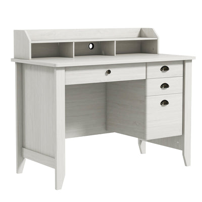Vintage Computer Desk with Storage Shelves and 4 Drawers-White - Relaxacare