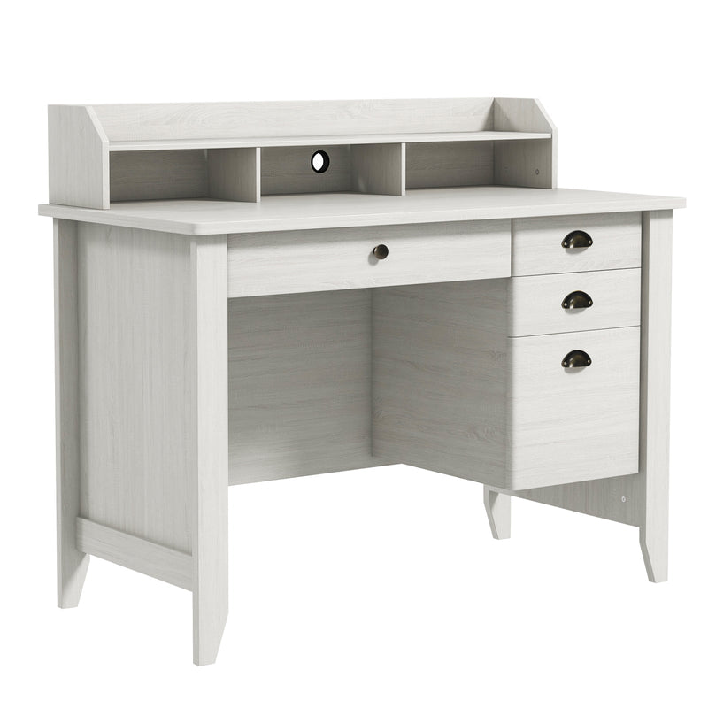 Vintage Computer Desk with Storage Shelves and 4 Drawers-White - Relaxacare