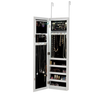 Wall And Door Mirrored Jewelry Cabinet With LED Light - Relaxacare