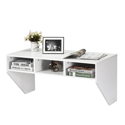 Wall Mounted Floating Computer Table Desk Storage Shelf-White - Relaxacare