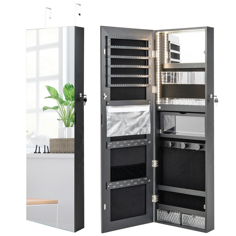 Wall Mounted Jewelry Cabinet with Full-Length Mirror - Relaxacare