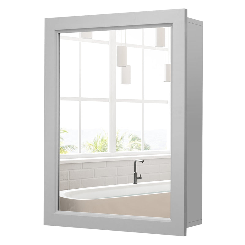 Wall-Mounted Mirrored Medicine Cabinet-Gray - Relaxacare