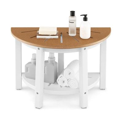 Waterproof HDPE Shower Bench with Semicircular Seat and Storage Shelf - Relaxacare