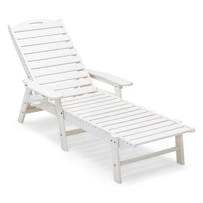Weatherproof Patio Lounge Chair with Adjustable Back and Cup Holder - Relaxacare