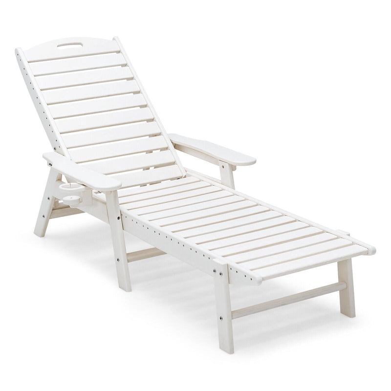 Weatherproof Patio Lounge Chair with Adjustable Back and Cup Holder - Relaxacare