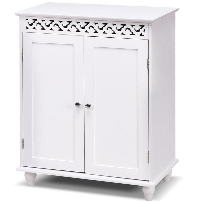 White Wooden 2-Door Storage Cabinet Cupboard - Relaxacare