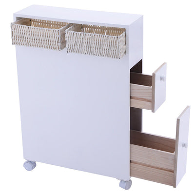 White Wooden Storage Cabinet Organizer with 4 Casters - Relaxacare