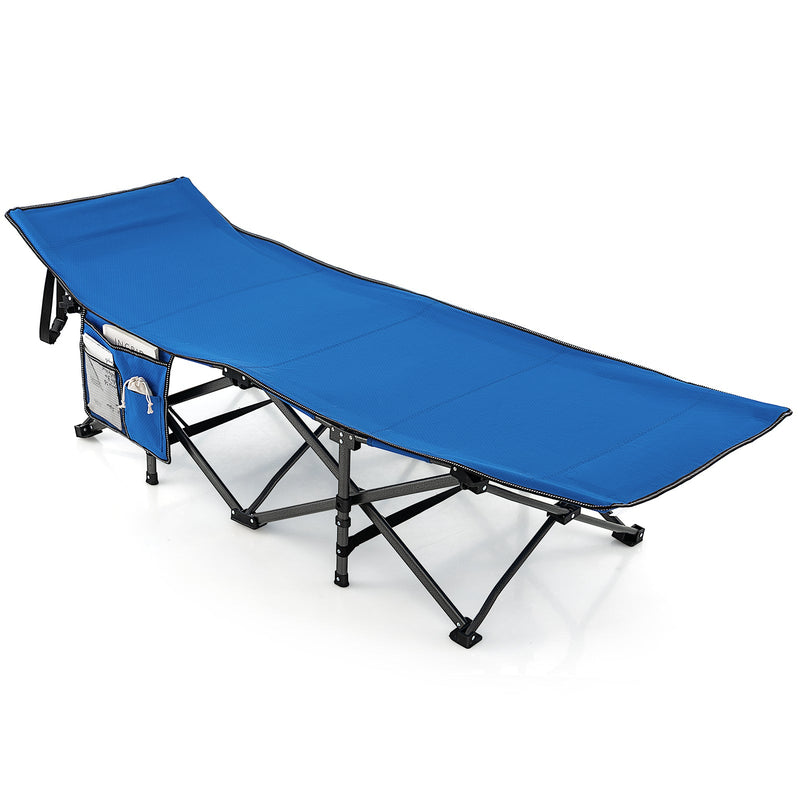 Wide Foldable Camping Cot with Carry Bag-Blue - Relaxacare