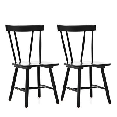 Windsor Style Armless Chairs with Solid Rubber Wood Frame-Black - Relaxacare