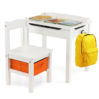 Wood Activity Kids Table and Chair Set with Storage Space - Relaxacare