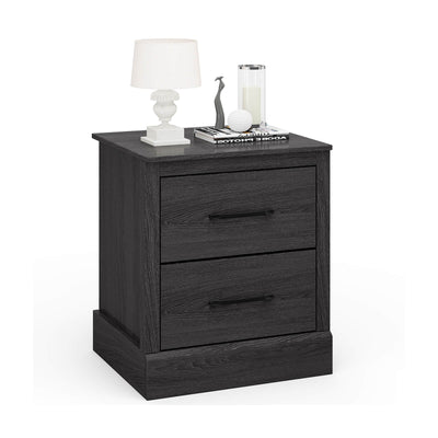 Wood Compact Floor Nightstand with Storage Drawers-Dark Gray - Relaxacare