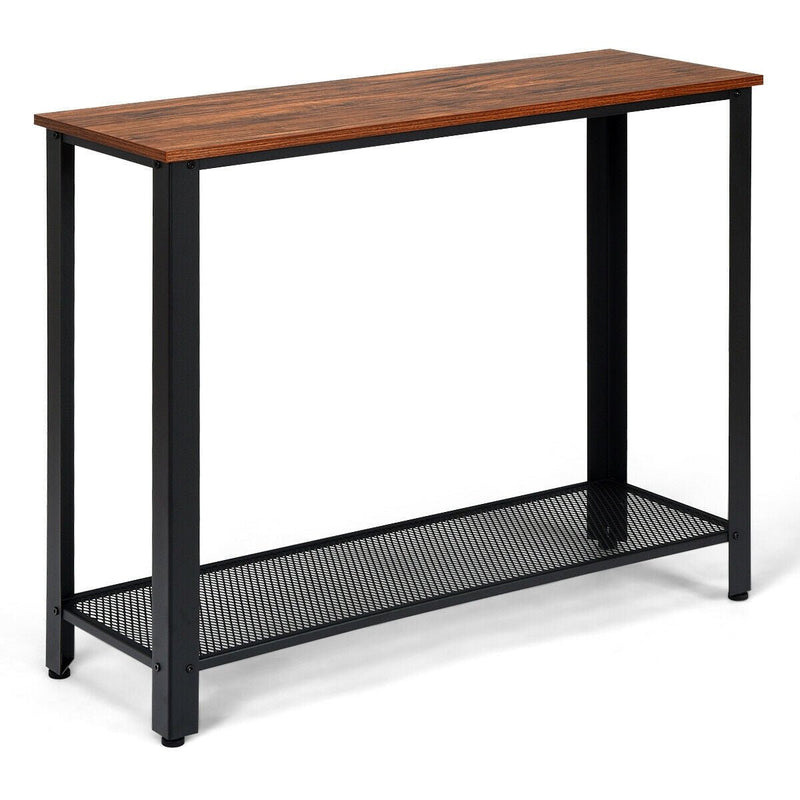 Wood Console Sofa Table with Adjustable Feet and Storage Shelf - Relaxacare