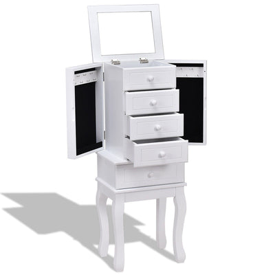 Wood Freestanding Armoire Storage Jewelry Cabinet - Relaxacare