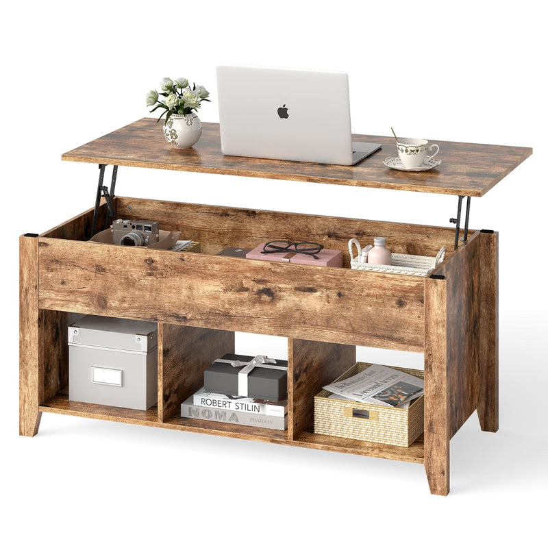 Wood Lift Top Coffee Table with Storage Lower Shelf - Relaxacare