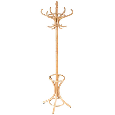 Wood Standing Hat Coat Rack with Umbrella Stand-Natural - Relaxacare
