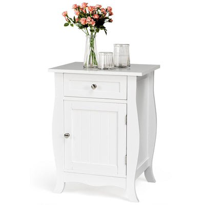 Wooden Accent End Table with Drawer Storage Cabinet Nightstand - Relaxacare