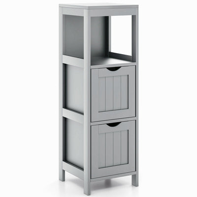 Wooden Bathroom Floor Cabinet with Removable Drawers-Gray - Relaxacare