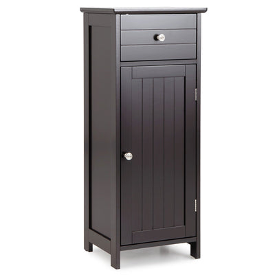 Wooden Bathroom Floor Storage Cabinet with Drawer and Shelf - Relaxacare