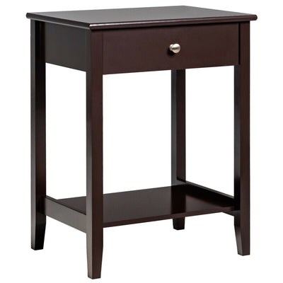 Wooden Bedside Sofa Table with Sliding Drawer-Brown - Relaxacare