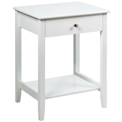 Wooden Bedside Sofa Table with Sliding Drawer-White - Relaxacare