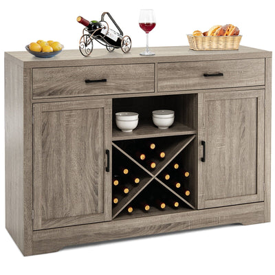 Wooden Buffet Cabinet with 2 Large Storage Drawers and Detachable Wine Rack - Relaxacare